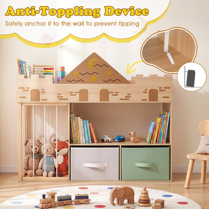Organisateur de rangement pour jouets avec étagères, naturel
