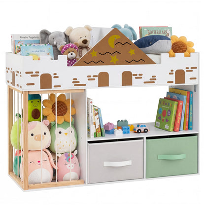 Organisateur de rangement pour jouets avec rangement pour animaux en peluche, blanc