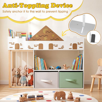 Organisateur de rangement pour jouets avec rangement pour animaux en peluche, blanc