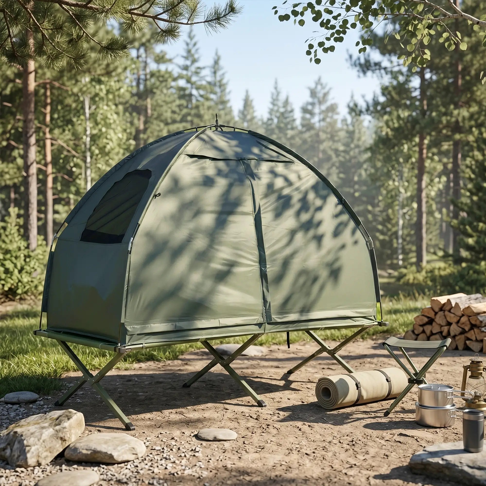 Portable Hiking Tent Camping Bed Cot Combo with Sleep Bag Mattress Camping Tents at Gallery Canada