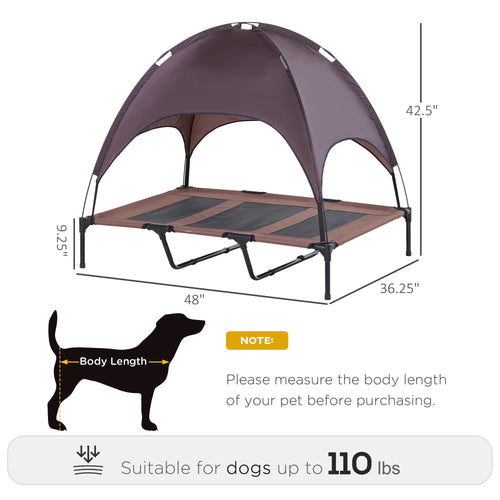 Elevated Dog Bed with Canopy, Portable Raised Dog Cot for XL Sized Dogs, Indoor &; Outdoor, 48