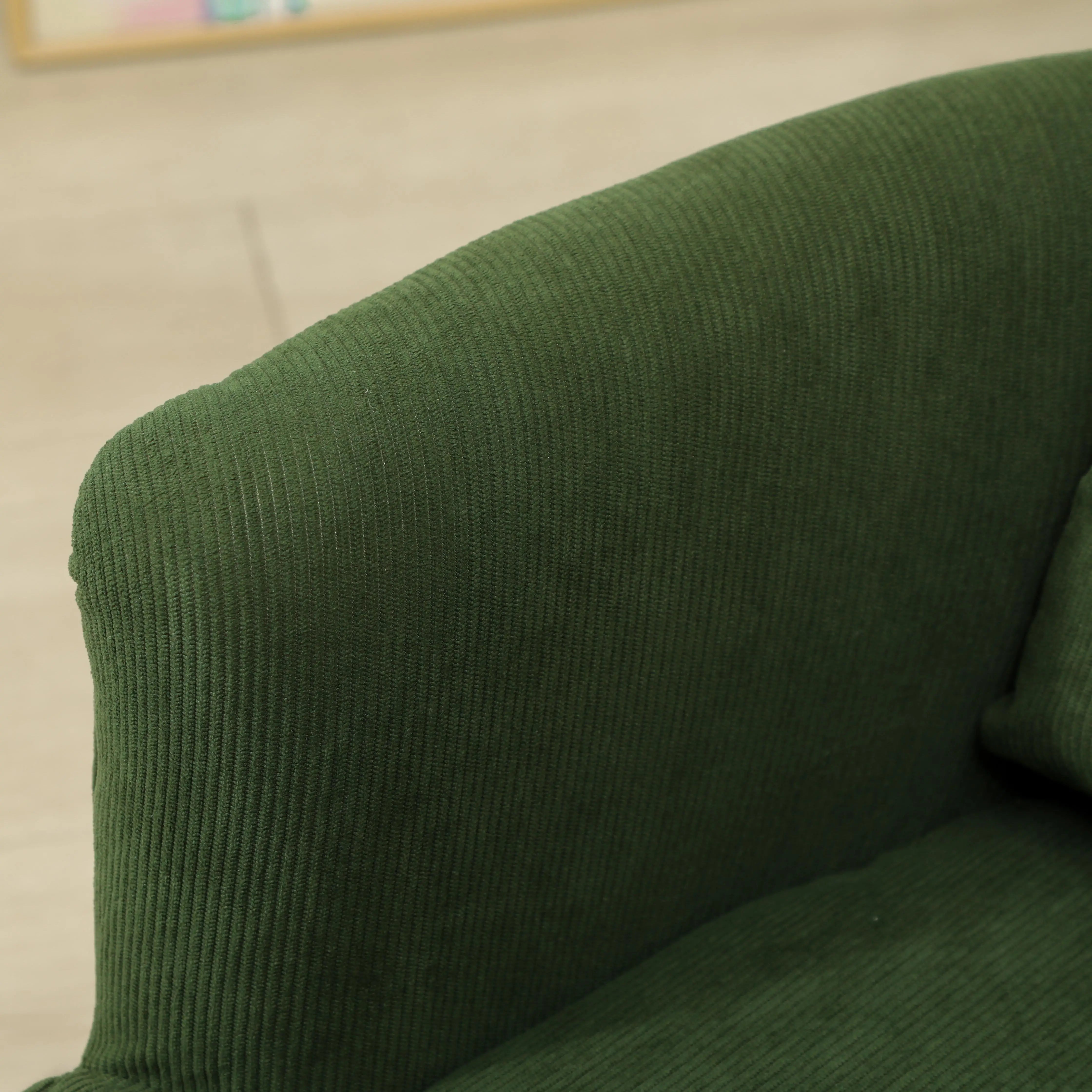 Modern Accent Chair, Upholstered Armchair, Solid Wood Legs, Lumbar Pillow, Green Accent Chairs at Gallery Canada