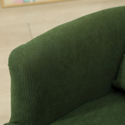 Modern Accent Chair, Upholstered Armchair, Solid Wood Legs, Lumbar Pillow, Green Accent Chairs at Gallery Canada