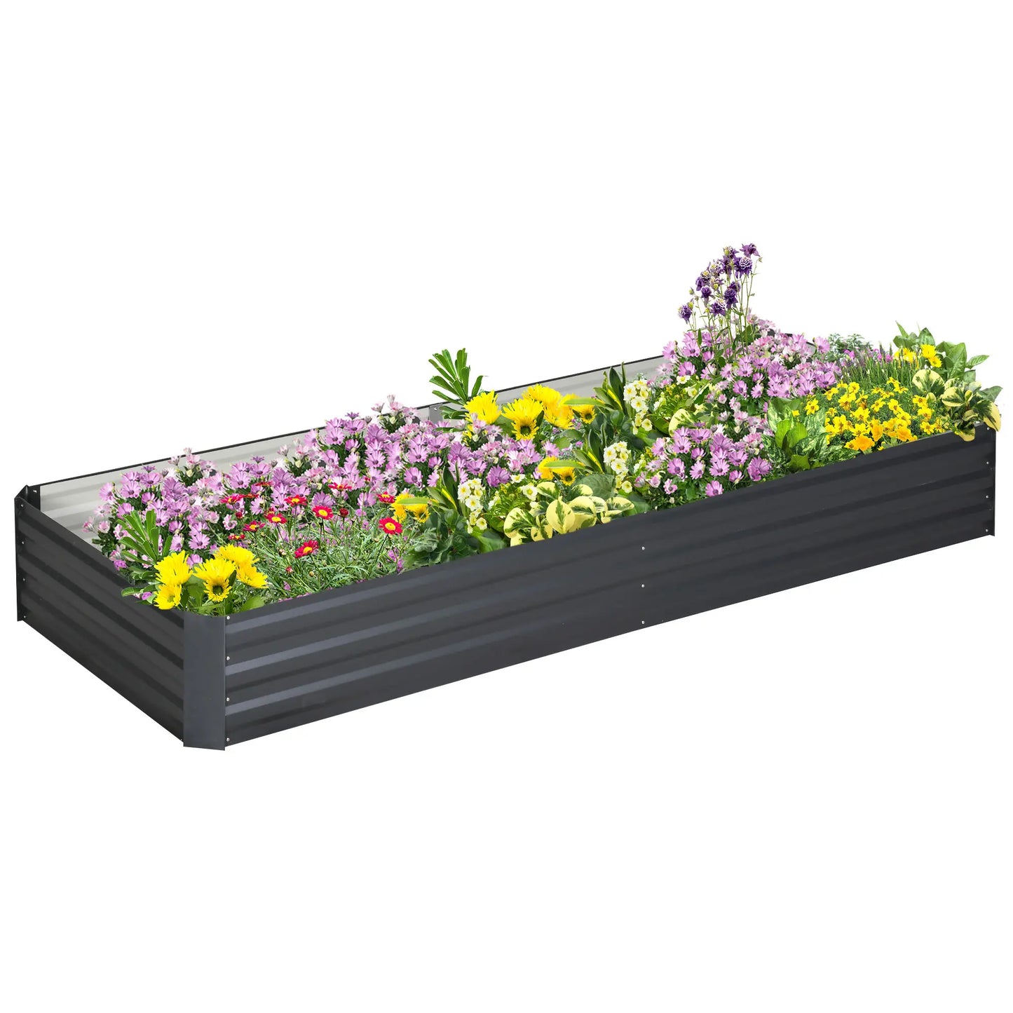95" x 36" x 12" Galvanized Raised Garden Bed, Metal Planter Box for Flowers, Herbs, Succulents, Grey Galvanized Planter Boxes Dark Charcoal Grey at Gallery Canada