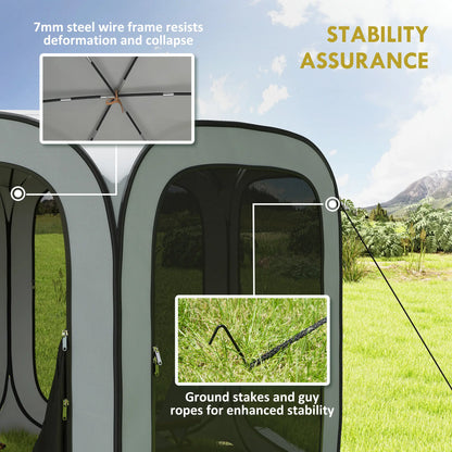 11 x 11ft Pop Up Screen Tent, UPF50+ Portable Gazebo, Light Grey Camping Tents at Gallery Canada