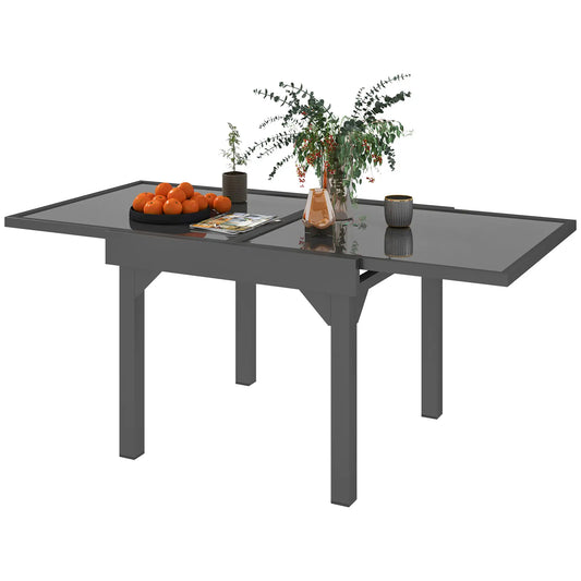35"-71" Expandable Outdoor Table, Tempered Glass Top, Metal Frame, for 4-6 Person Patio Dinning Tables Grey at Gallery Canada