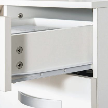 Modern Nightstand Set of 2, 3 Drawer Bedside Tables, White