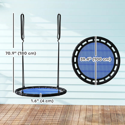 39 Inch Saucer Tree Swing, Adjustable Ropes, Outdoor, Navy Blue Gym Sets & Swings at Gallery Canada