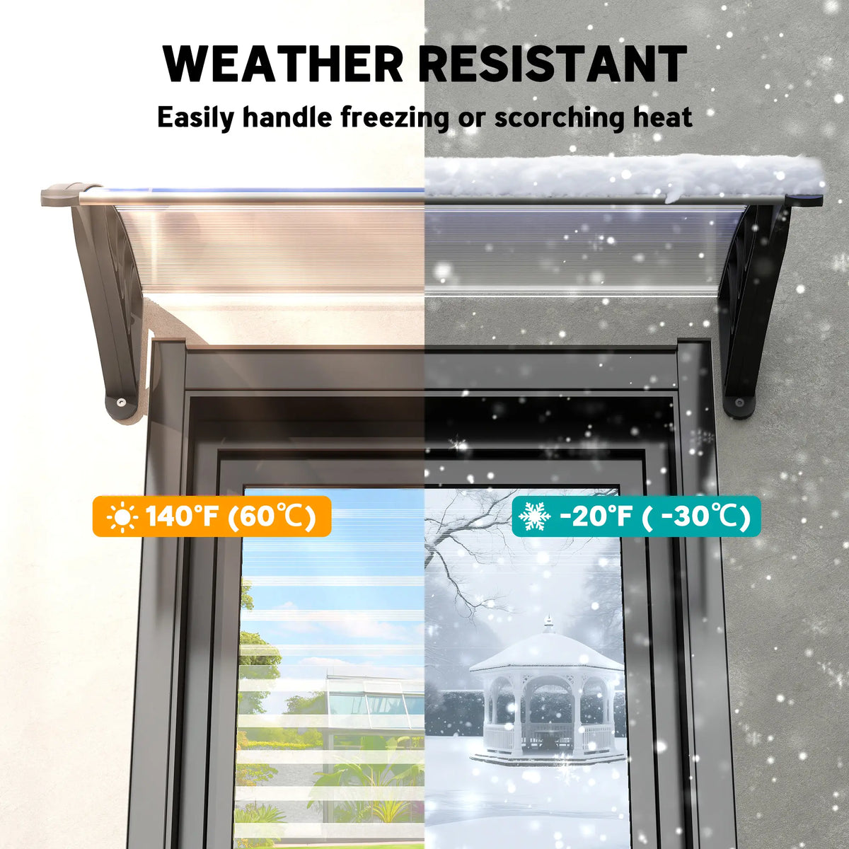 Polycarbonate Window Awning Canopy, 30" x 50", White Door Awnings at Gallery Canada