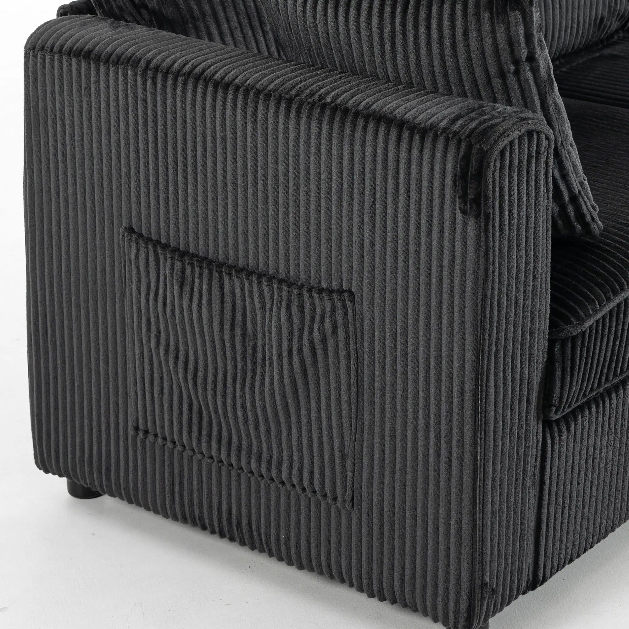 Modular U-Shaped Corduroy Sofa, Dual Storage Ottoman, 4 Pillows, Dark Grey L Shaped Couchs at Gallery Canada