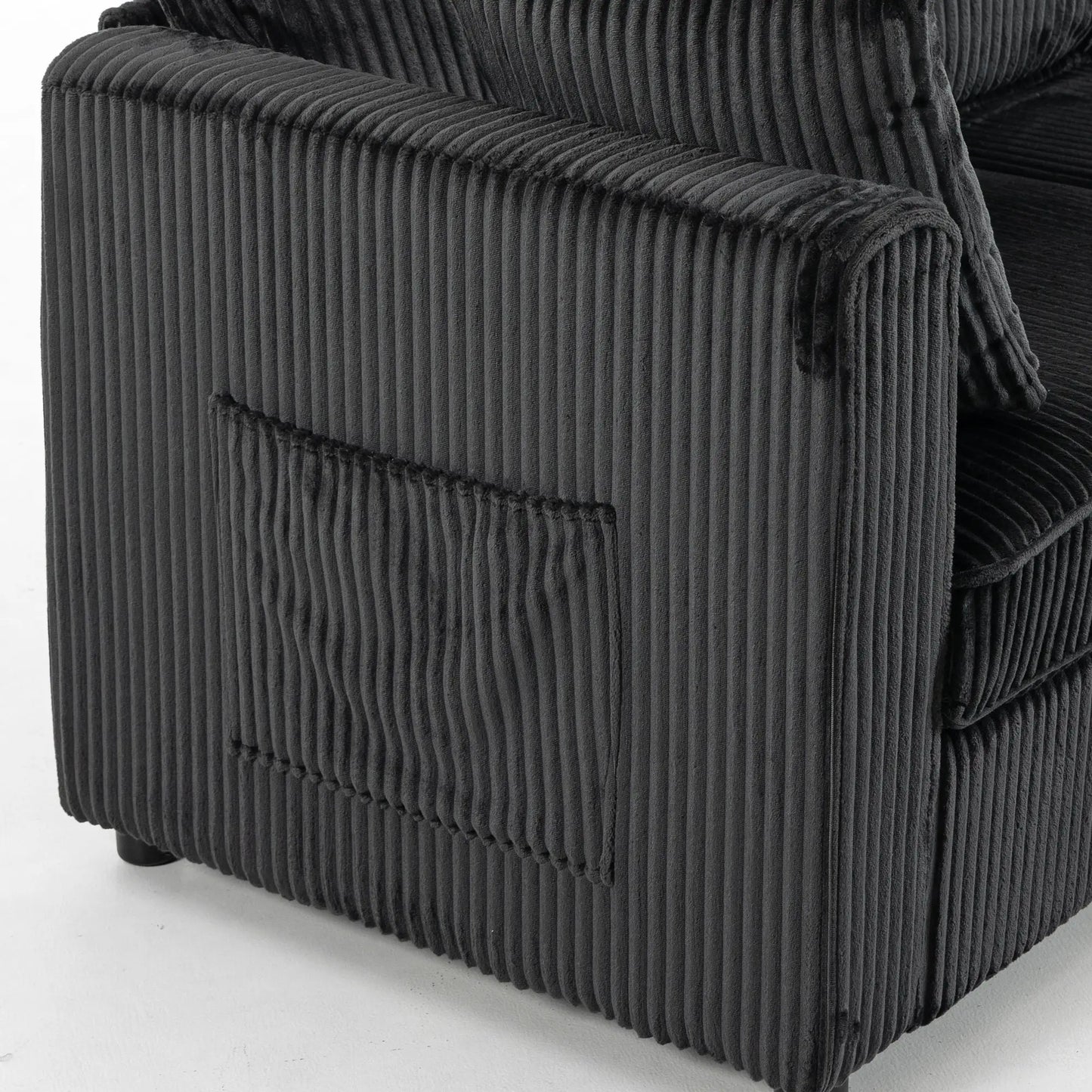Modular U-Shaped Corduroy Sofa, Dual Storage Ottoman, 4 Pillows, Dark Grey L Shaped Couchs at Gallery Canada