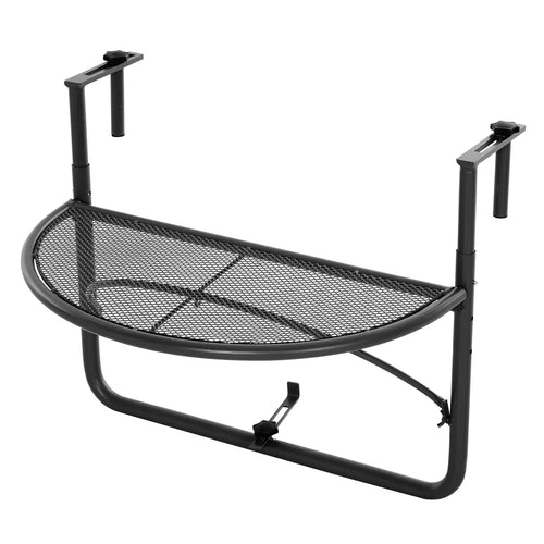 Adjustable Balcony Hanging Rail Table, Metal Mounting Mini Wall Desk, Black