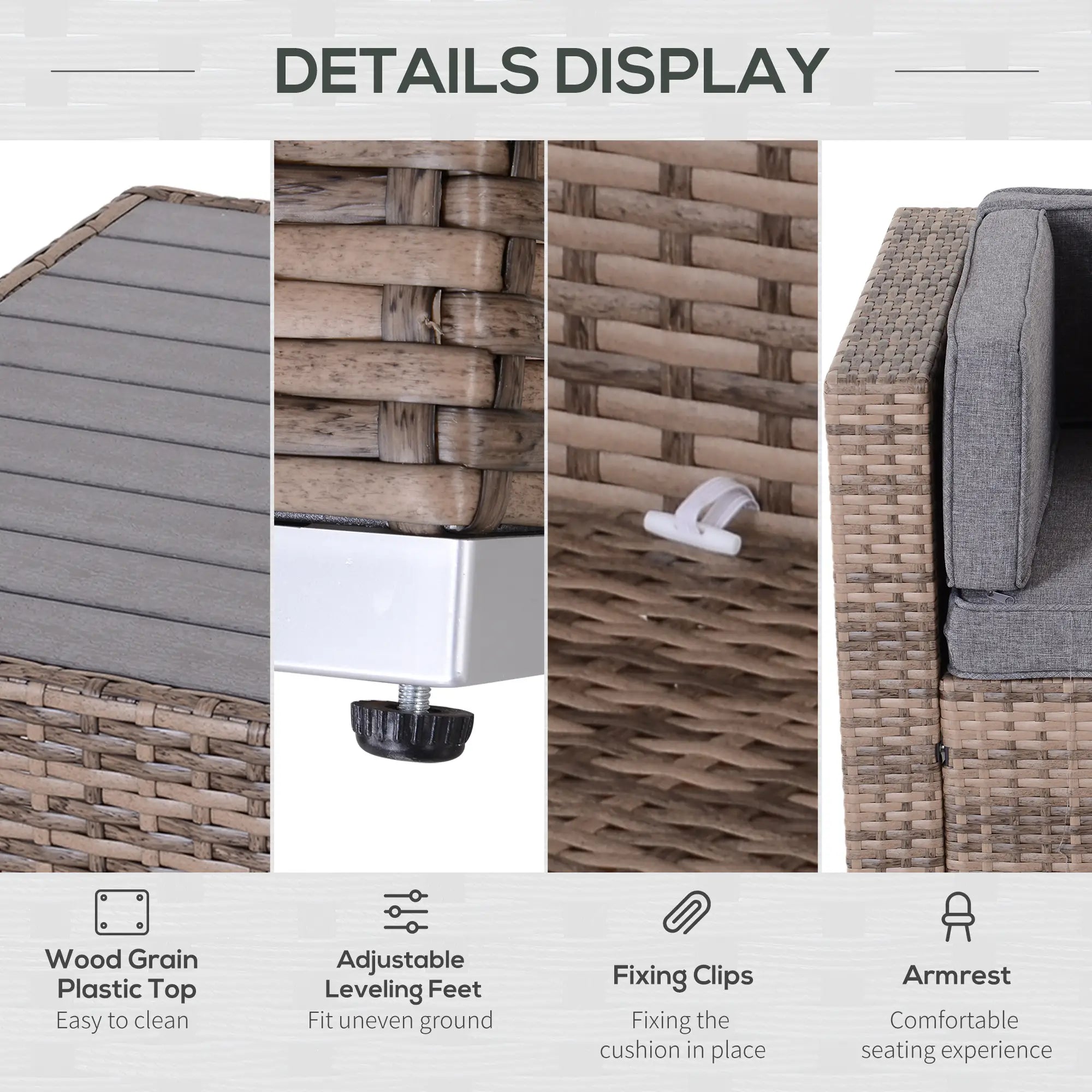 7-Piece Outdoor Wicker Patio Set, All Weather PE Rattan Sofa, Grey Patio Furniture Sets at Gallery Canada