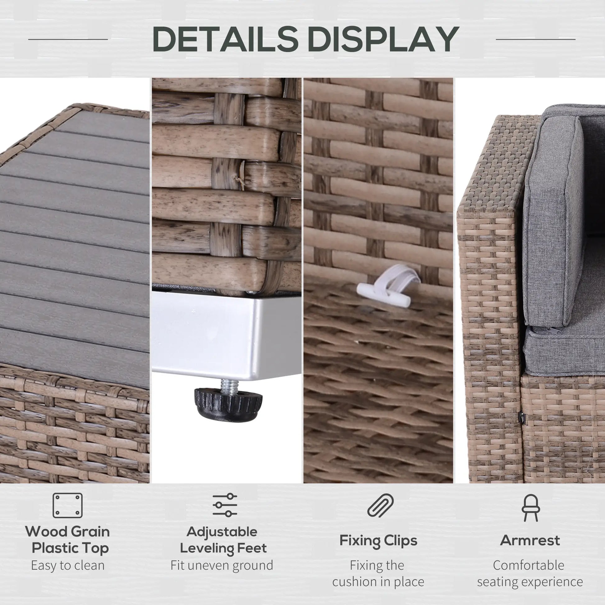 7-Piece Outdoor Wicker Patio Set, All Weather PE Rattan Sofa, Grey Patio Furniture Sets at Gallery Canada