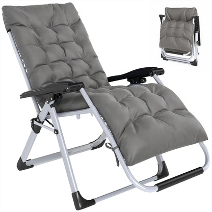 Reclining Zero Gravity Chair, Adjustable Backrest, Folding Sun Lounger, Removable Cushion, Headrest, Dark Grey