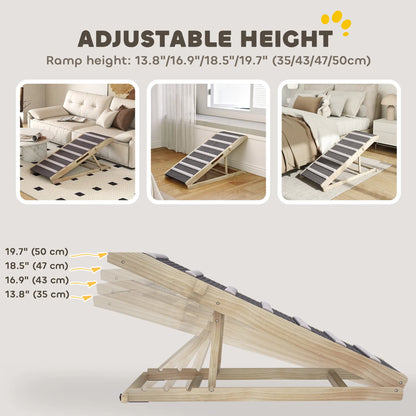 Rampes pliables pour chien pour canapé, 4 hauteurs réglables de 14" à 20", pour chiens de petite à grande taille