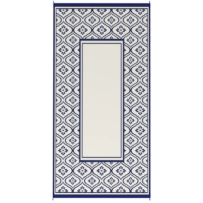 9' x 18' Outdoor RV Rug, Reversible, Gourd Border, White, Blue Garden Decor Blue and White at Gallery Canada