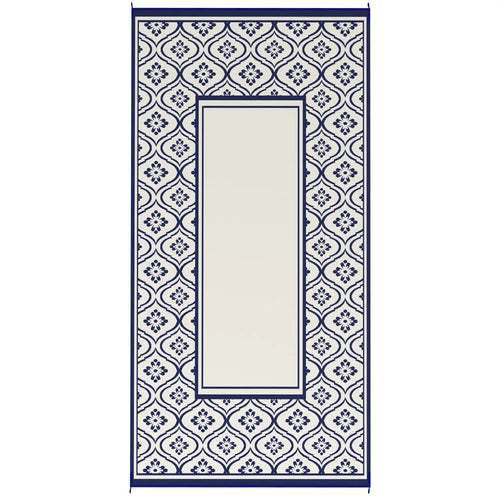 9' x 18' Outdoor RV Rug, Reversible, Gourd Border, White, Blue
