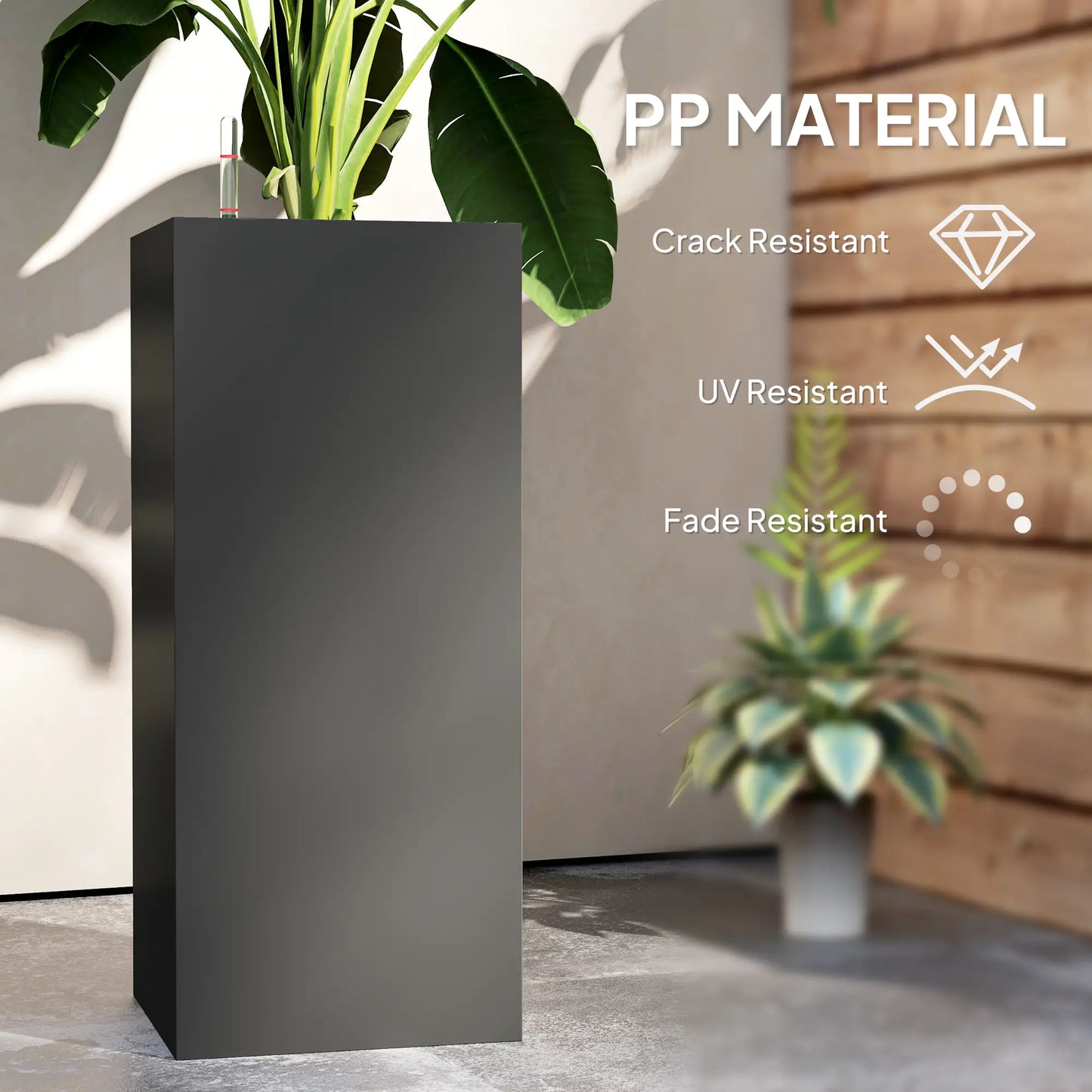 2 Pack 26 Inch Plastic Planter Box, Water Level Indicator, Dark Grey Garden Accessories at Gallery Canada