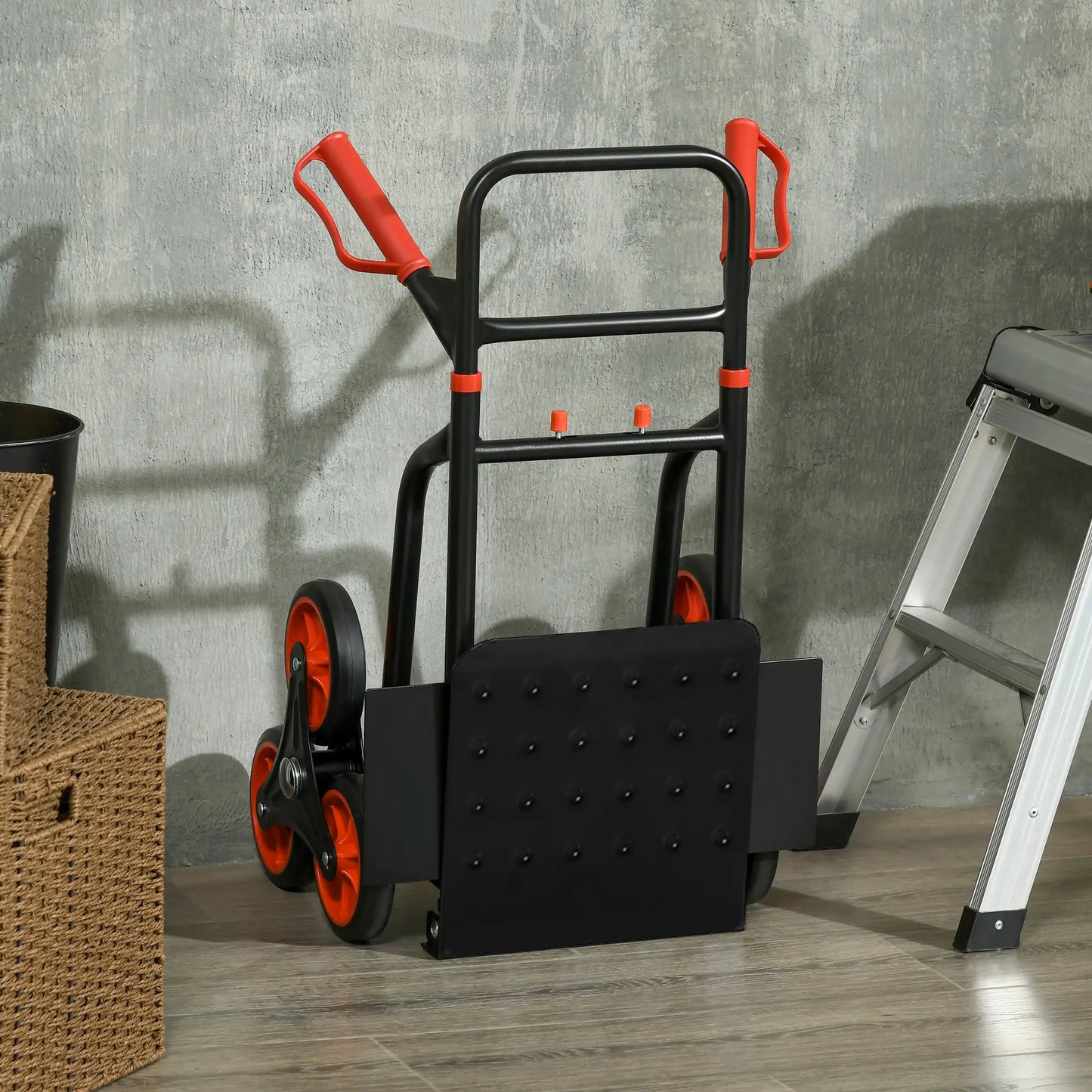 6-Wheels Stair Climber Cart, Foldable Steel, 264lbs, Black and Red Folding Hand Trucks at Gallery Canada