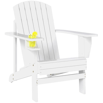 Classic Adirondack Chair, Garden Deck Chair with Cup Holder, White Patio Chairs White at Gallery Canada