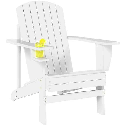 Classic Adirondack Chair, Garden Deck Chair with Cup Holder, White Patio Chairs White at Gallery Canada