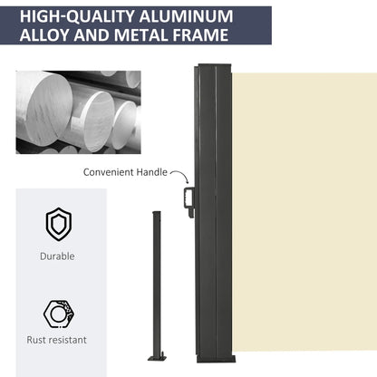 236" x 71" Outdoor Privacy Wall, Retractable Awning, Patio Screen, Cream White Side Awnings at Gallery Canada