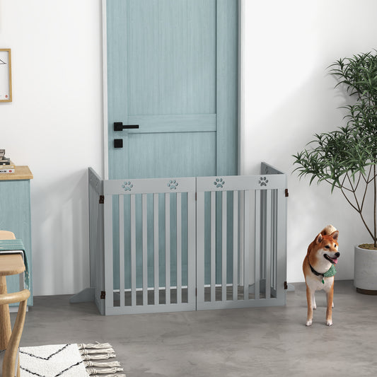 80" Extra Wide Freestanding Pet Gate with Support Feet, Light Grey - Gallery Canada