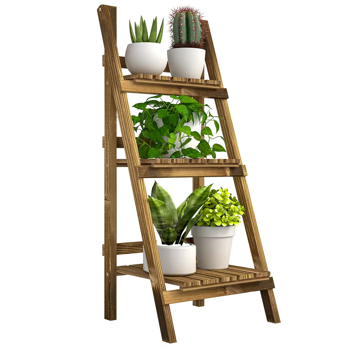 Foldable 3-Tier Wooden Plant Stand, Garden Indoor Outdoor, 16
