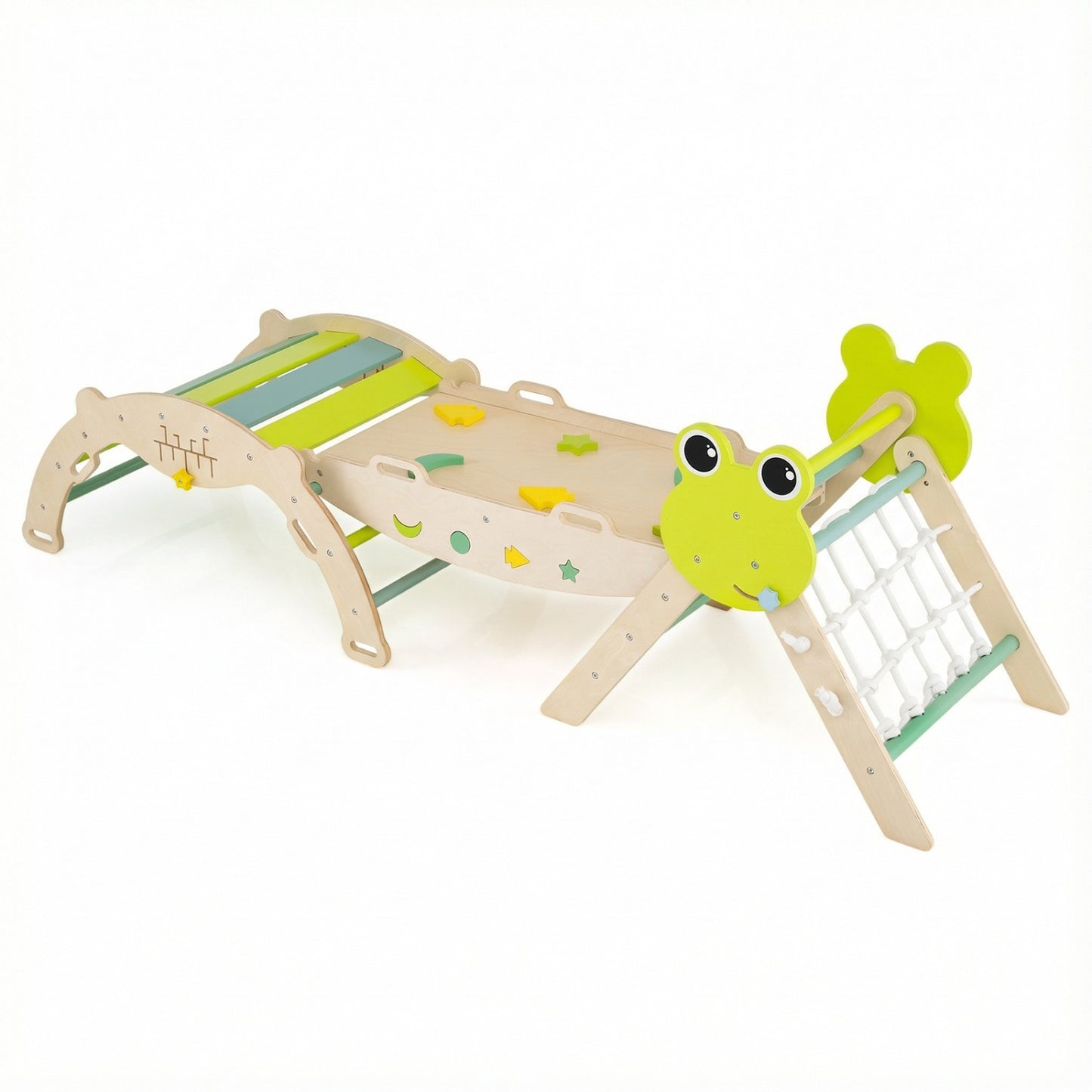 Triangle Climbing Set, Foldable Jungle Gym With Arch Ramp, Green