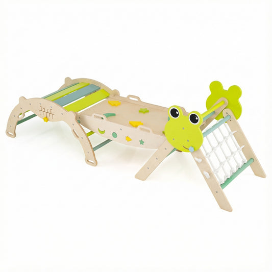 Triangle Climbing Set, Foldable Jungle Gym With Arch Ramp, Green Climbers & Slides Green at Gallery Canada