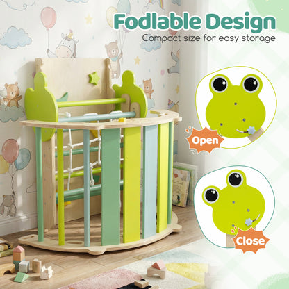 Triangle Climbing Set, Foldable Jungle Gym With Arch Ramp, Green