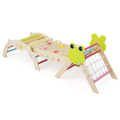 Triangle Climbing Set, Foldable Jungle Gym, Arch Ramp, Climber, Multicolor