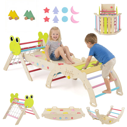Triangle Climbing Set, Foldable Jungle Gym, Arch Ramp, Climber, Multicolor