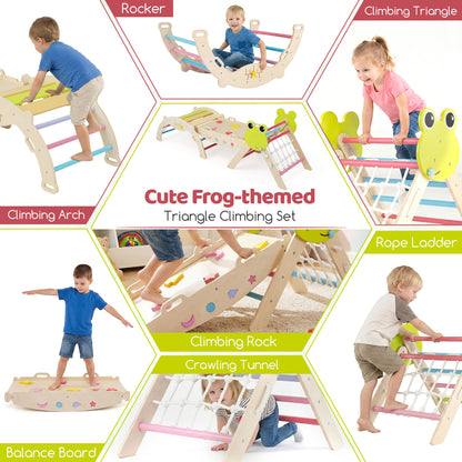 Triangle Climbing Set, Foldable Jungle Gym, Arch Ramp, Climber, Multicolor