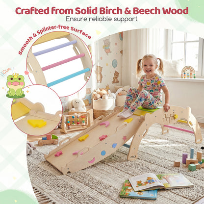Triangle Climbing Set, Foldable Jungle Gym, Arch Ramp, Climber, Multicolor
