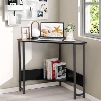 Triangle Computer Corner Desk With Charging Station, Black Corner Desks at Gallery Canada