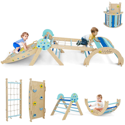 Triangle Set 8-in-1 Foldable Baby Climbing Toys Astronaut/Unicorn Theme, Blue