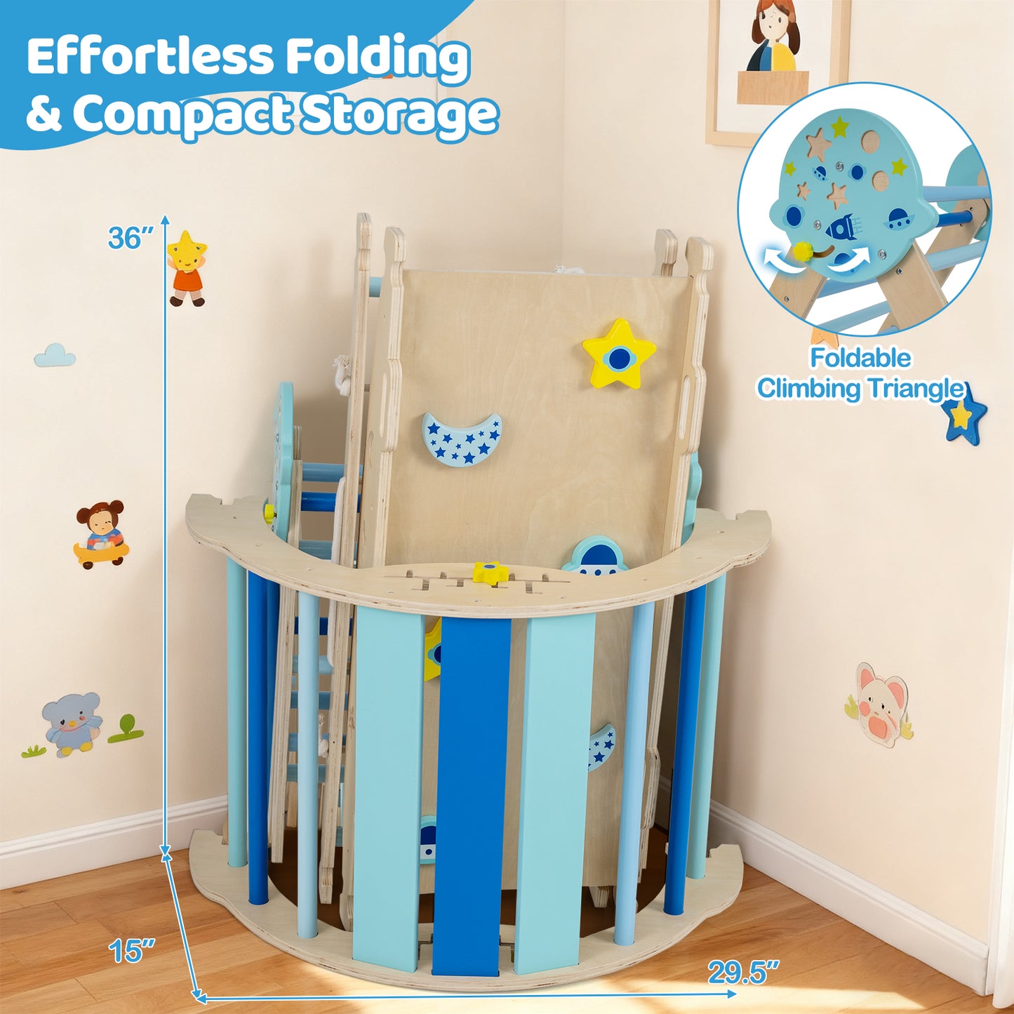 Triangle Set 8-in-1 Foldable Baby Climbing Toys Astronaut/Unicorn Theme, Blue Climbers & Slides at Gallery Canada