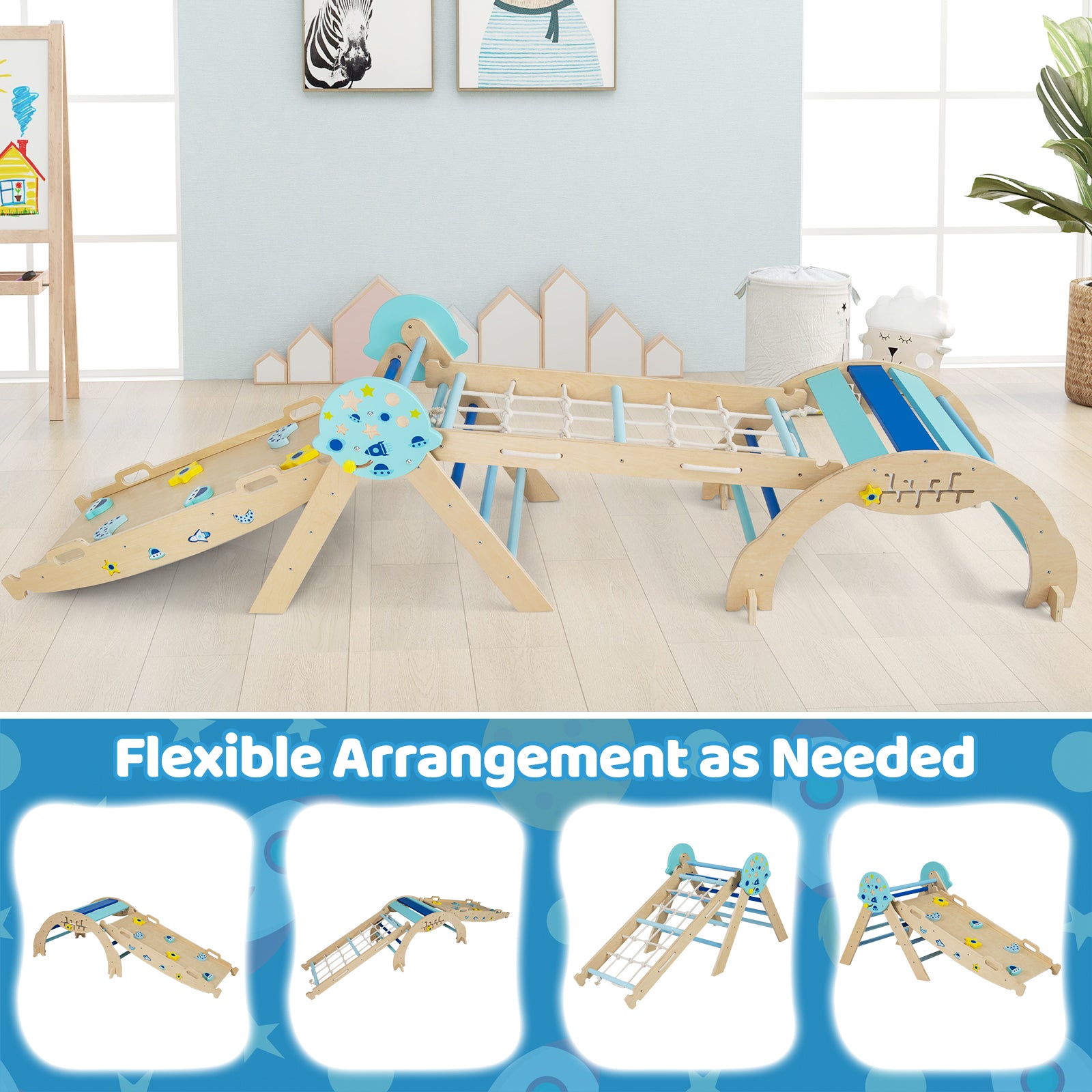 Triangle Set 8-in-1 Foldable Baby Climbing Toys Astronaut/Unicorn Theme, Blue Climbers & Slides at Gallery Canada