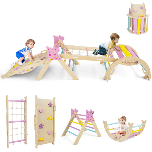 Triangle Set 8-in-1 Foldable Baby Climbing Toys Unicorn Theme, Pink