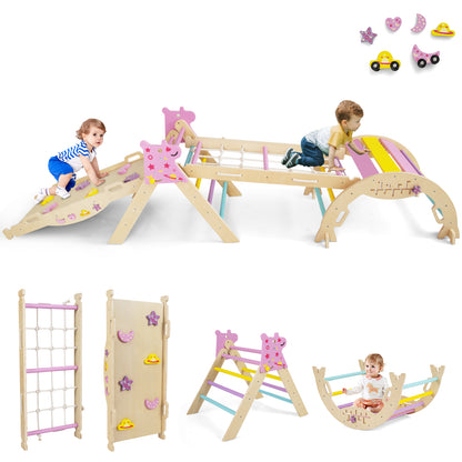 Triangle Set 8-in-1 Foldable Baby Climbing Toys Unicorn Theme, Pink Climbers & Slides Pink at Gallery Canada