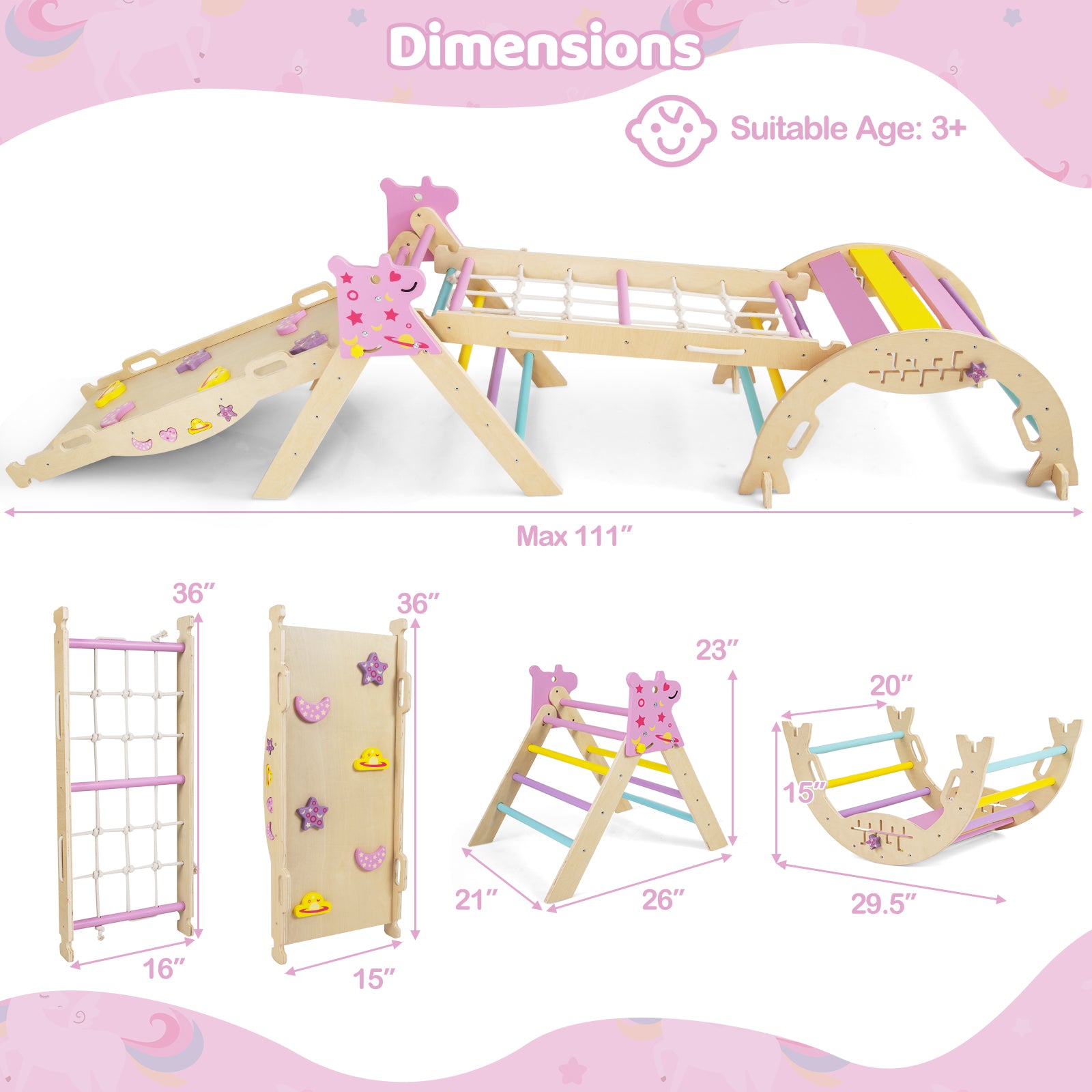 Triangle Set 8-in-1 Foldable Baby Climbing Toys Unicorn Theme, Pink Climbers & Slides at Gallery Canada