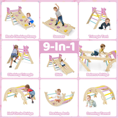 Triangle Set 8-in-1 Foldable Baby Climbing Toys Unicorn Theme, Pink Climbers & Slides at Gallery Canada