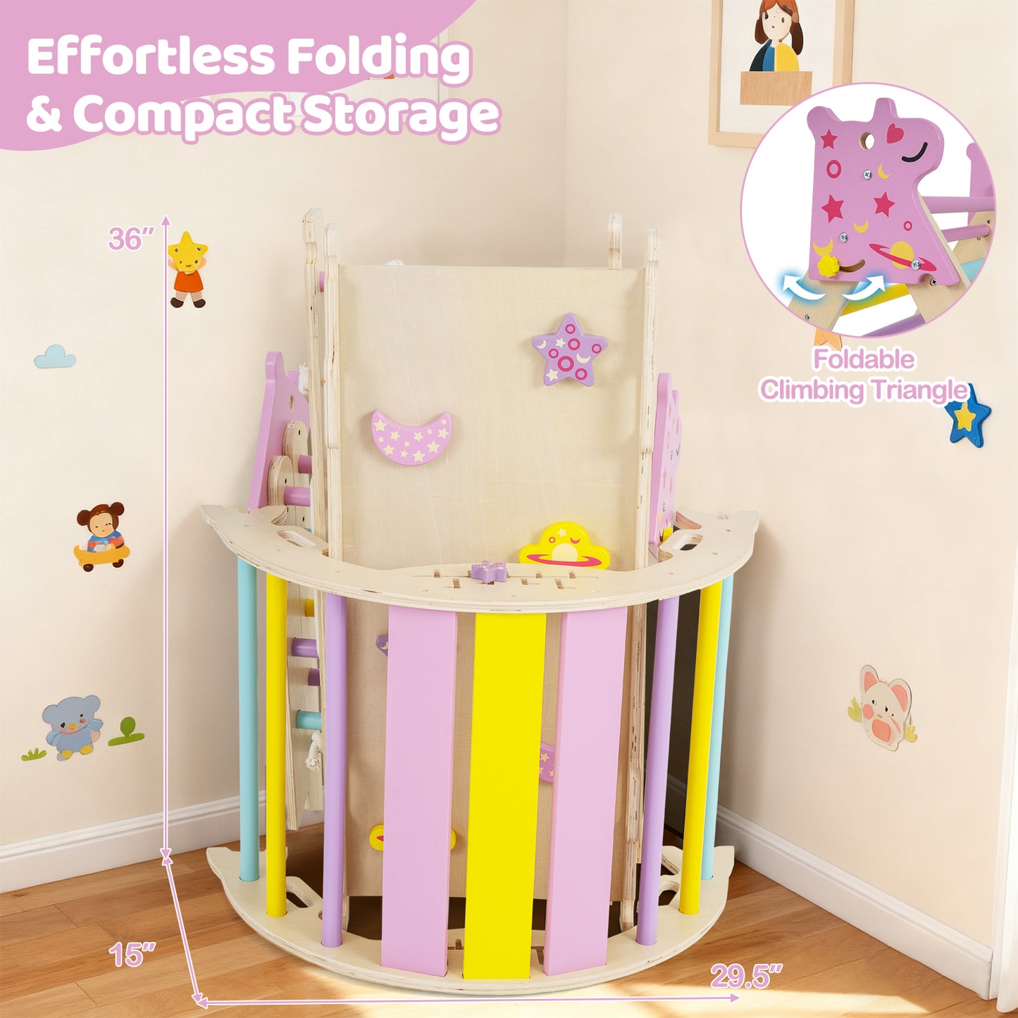 Triangle Set 8-in-1 Foldable Baby Climbing Toys Unicorn Theme, Pink Climbers & Slides at Gallery Canada
