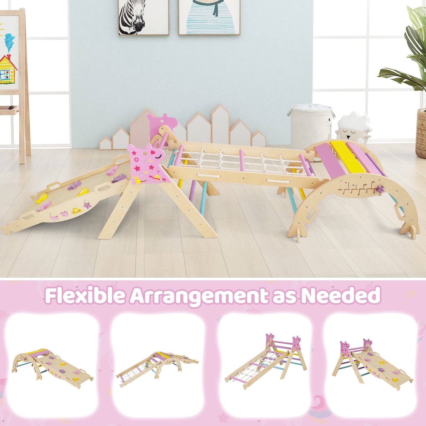 Triangle Set 8-in-1 Foldable Baby Climbing Toys Unicorn Theme, Pink Climbers & Slides at Gallery Canada