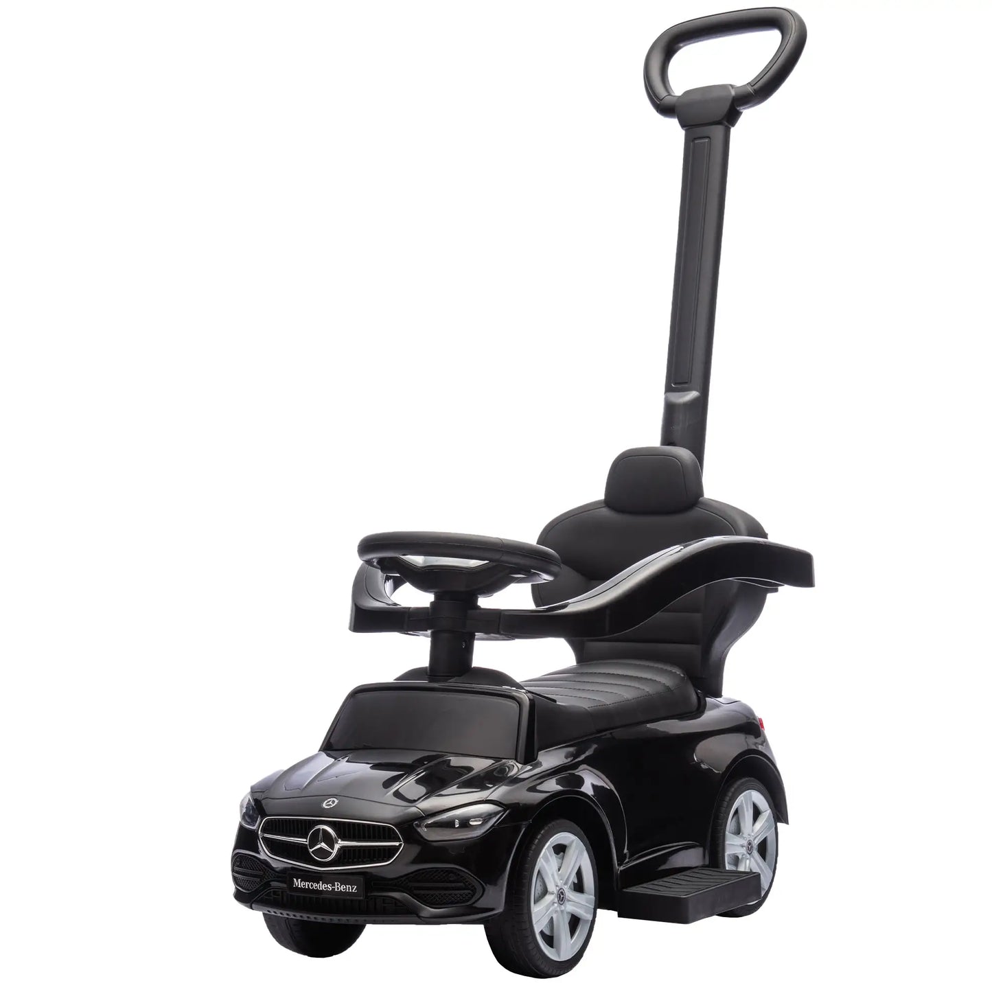 2-in-1 Sliding Walking Car for Toddlers, Black