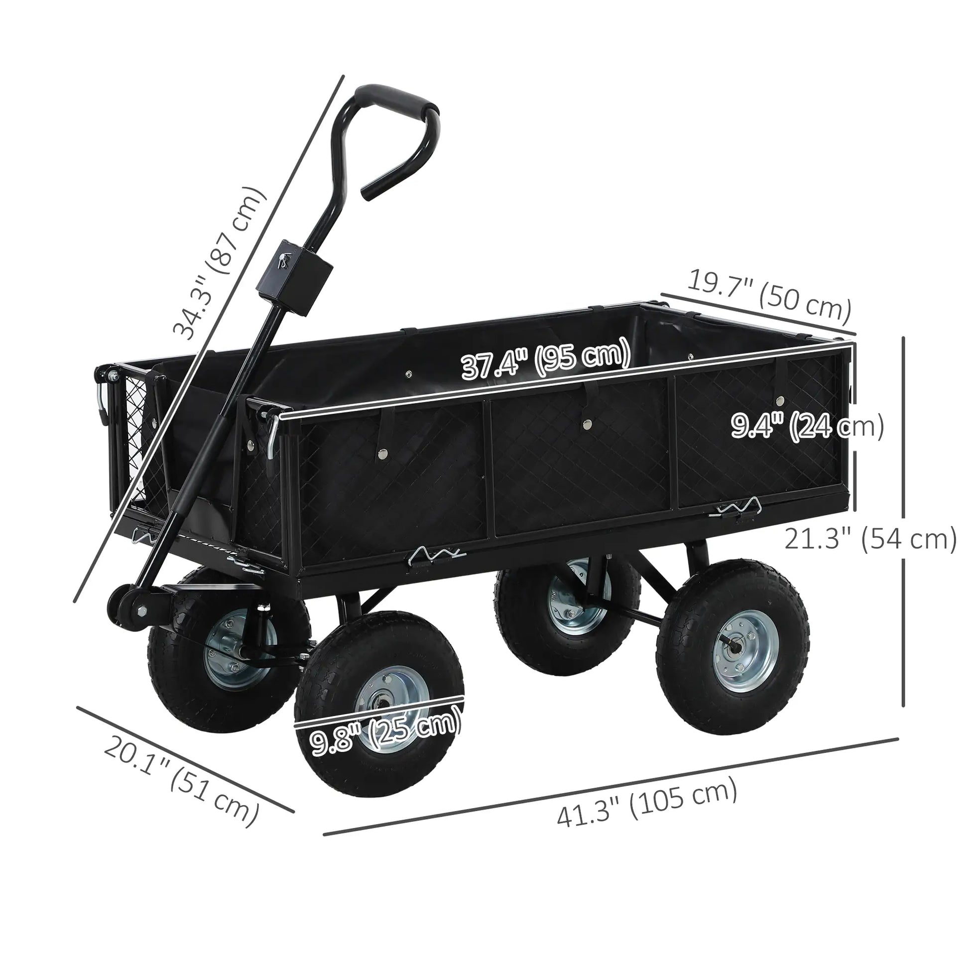 Steel Garden Cart, Utility Wagon, Removable Liner, Quick-Release Sides, 10" Wheels, 660lbs Capacity Folding Garden Carts at Gallery Canada