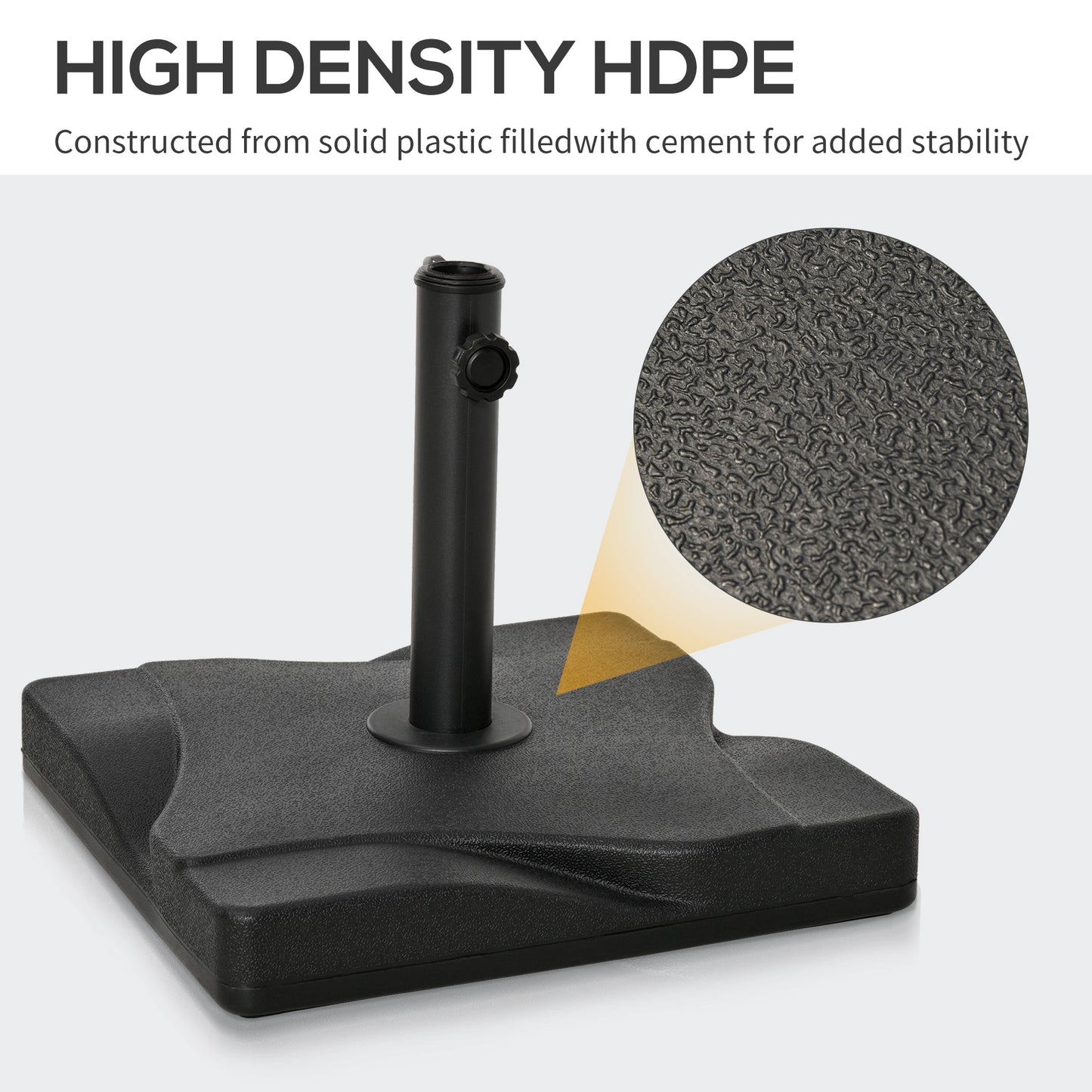 Outdoor Square Cement Parasol Base, Fits Φ1.3", Φ1.5", Φ2.0" Pole, Black Umbrella Bases at Gallery Canada