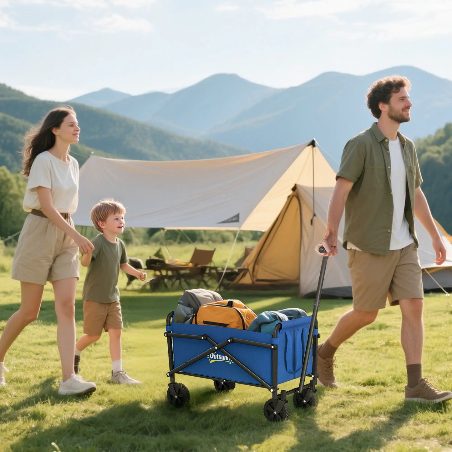 Small Collapsible Garden Cart, Heavy Duty Lawn Wagon, Blue Bike Cargo Trailers at Gallery Canada